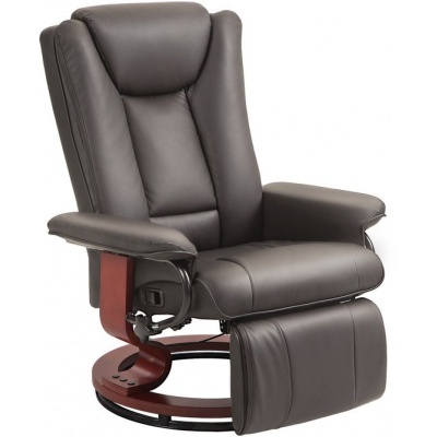 Foto van HOMCOM Relaxstoel Bruin Kunstleer, Houtcomposiet - 78L x 88B x 103H cm - Bruin