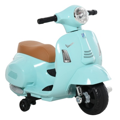 Foto van HOMCOM VESPA elektrische motorfiets voor kinderen 18-36 maanden, groen, 3 km/h, met LED en geluid