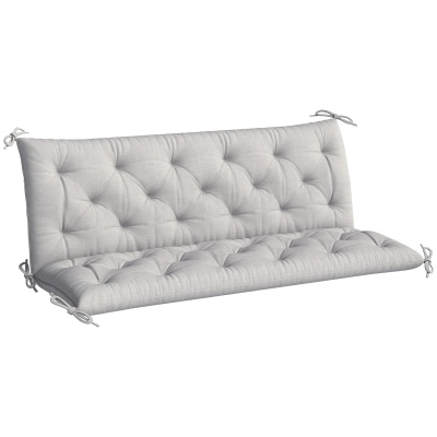 Foto van Outsunny 3-zits bankkussen 150x98x8 cm met banden, voor binnen/buiten, lichtgrijs