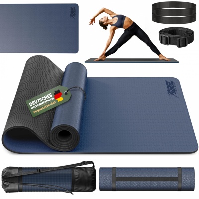 Foto van RE:Sport Yogamat, ftalaatvrij, antislip fitnessmat met draagriem, 183 x 61 x 0,6 cm