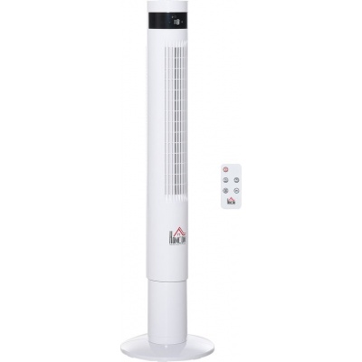 Foto van HOMCOM Torenventilator met afstandsbediening van PE-kunststof en staal - Wit