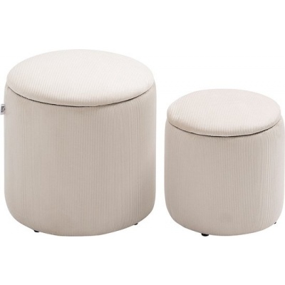 Foto van HOMCOM Zitthocker Set - Polyester, Sperrholz - 40L x 40B x 41H cm - Crèmewit