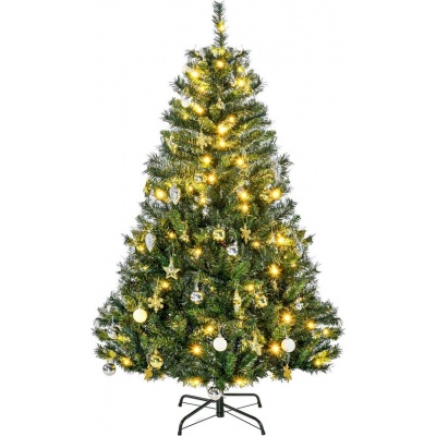 Foto van HOMCOM Kunstkerstboom met 120 LED's en decoratie Ø 95 x 150 cm