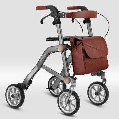Foto van Ultra Lichtgewicht Rollator Dubbel Vouwbaar Trive metallic grey