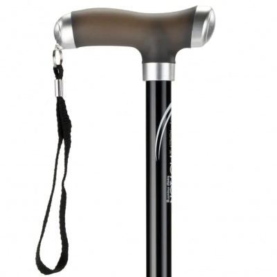 Foto van Wandelstok met siliconen handvat zwart