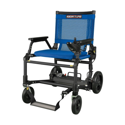 Opvouwbare Elektrische rolstoel Ultra Light Splitrider Blauw Foto van Opvouwbare Elektrische rolstoel Ultra Light Splitrider Blauw
