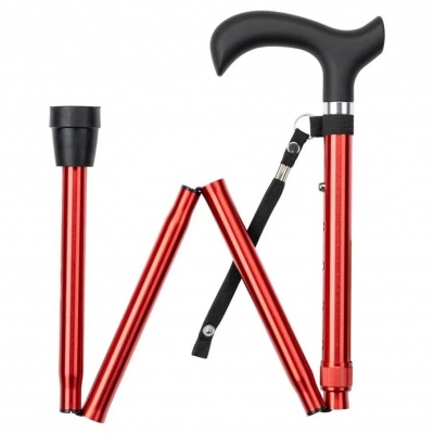 Wandelstok opvouwbaar rood Foto van Wandelstok opvouwbaar rood