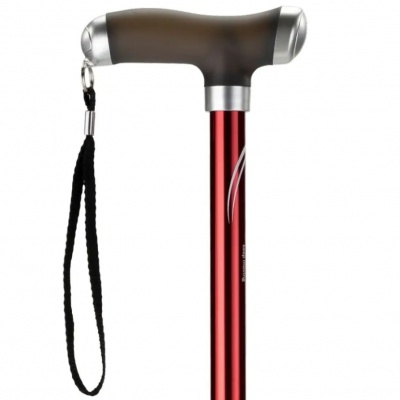 Foto van Wandelstok met siliconen handvat rood