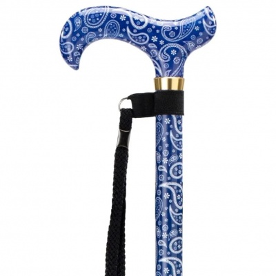 Wandelstok met bedrukt handvat Delfts blauw Foto van Wandelstok met bedrukt handvat Delfts blauw