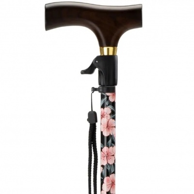 Wandelstok met drukknopbediening bloemen Foto van Wandelstok met drukknopbediening bloemen