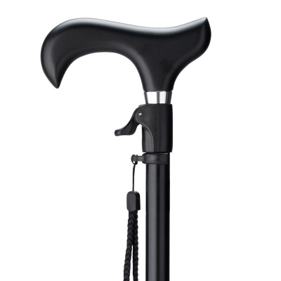 Wandelstok met drukknopbediening zwart Foto van Wandelstok met drukknopbediening zwart
