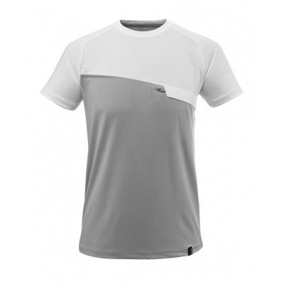 T-shirt met borstzak, vochtafdrijvend | 17782-945 | 0806-grijs-melee/wit T-shirt met borstzak, vochtafdrijvend | 17782-945 | 0806-grijs-melee/wit