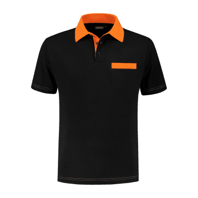 Indushirt PS 200 Polo-shirt zwart-oranje Indushirt PS 200 Polo-shirt zwart-oranje