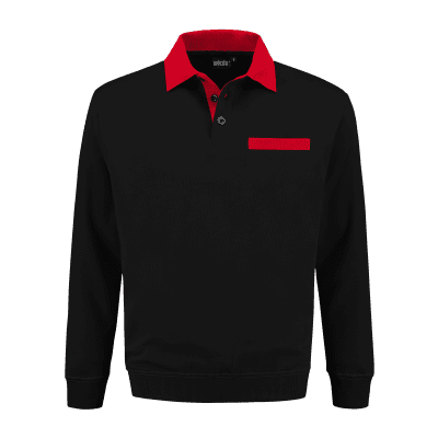 Indushirt PSW 300 Polosweater zwart-rood Indushirt PSW 300 Polosweater zwart-rood