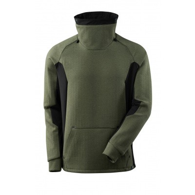 Sweater met hoge verstelbare kraag | 17584-319 | 03309-mosgroen/zwart Sweater met hoge verstelbare kraag | 17584-319 | 03309-mosgroen/zwart
