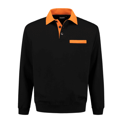 Indushirt PSW 300 Polosweater zwart-oranje Indushirt PSW 300 Polosweater zwart-oranje
