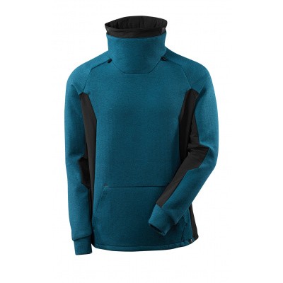 Sweater met hoge verstelbare kraag | 17584-319 | 04409-donkerpetrol/zwart Sweater met hoge verstelbare kraag | 17584-319 | 04409-donkerpetrol/zwart
