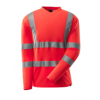 T-shirt, V-hals, lange mouwen, klasse 3 | 18281-995 | 0222-hi-vis rood T-shirt, V-hals, lange mouwen, klasse 3 | 18281-995 | 0222-hi-vis rood