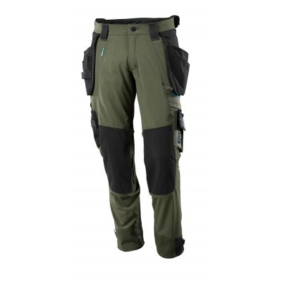 Mascot werkbroek met afneembare spijkerzakken, stretch | 17031-311 | 033-mosgroen Mascot werkbroek met afneembare spijkerzakken, stretch | 17031-311 | 033-mosgroen
