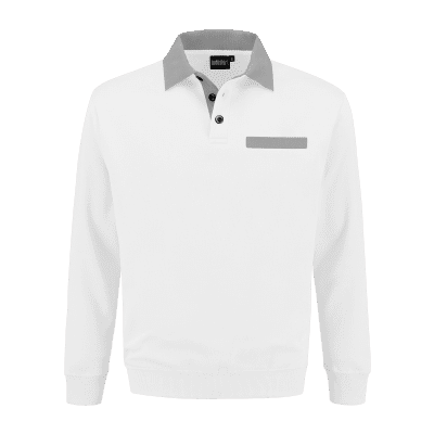 Indushirt PSW 300 Polosweater wit-grijs Indushirt PSW 300 Polosweater wit-grijs