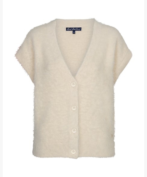 Red Button vest SRB5116 Sleeveless Fuzzy - Cream