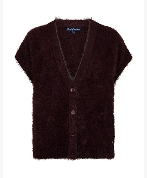 Red Button vest SRB5116 Sleeveless Fuzzy - Burgundy