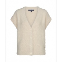 Red Button vest SRB5116 Sleeveless Fuzzy - Cream