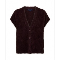 Red Button vest SRB5116 Sleeveless Fuzzy - Burgundy
