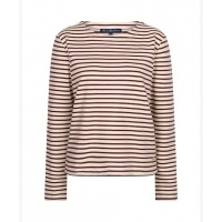 Red Button sweater SRB5085 Terry stripe - Creme/Dark Berry