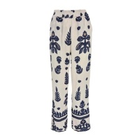 Fos broek Inge Imitatie Borduur - Navy