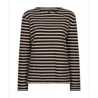 Red Button top SRB5085B Terry stripe - Brown/Creme