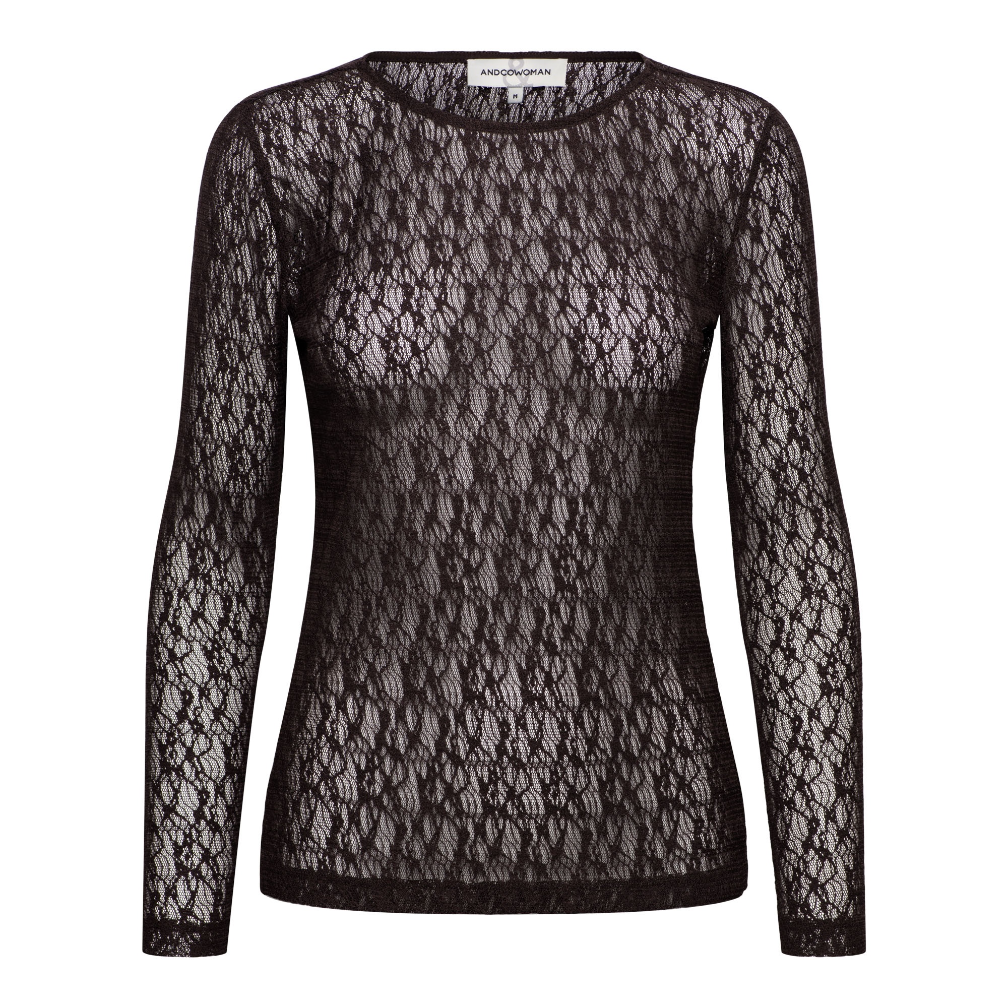 &Co Women top Tris Lace - Dark chocolate