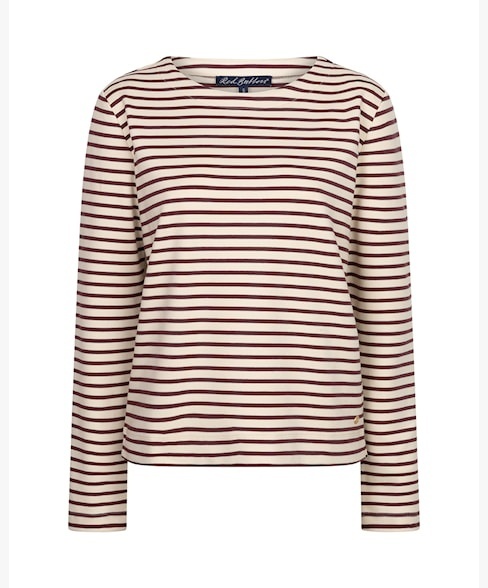 Red Button sweater SRB5085 Terry stripe - Creme/Dark Berry