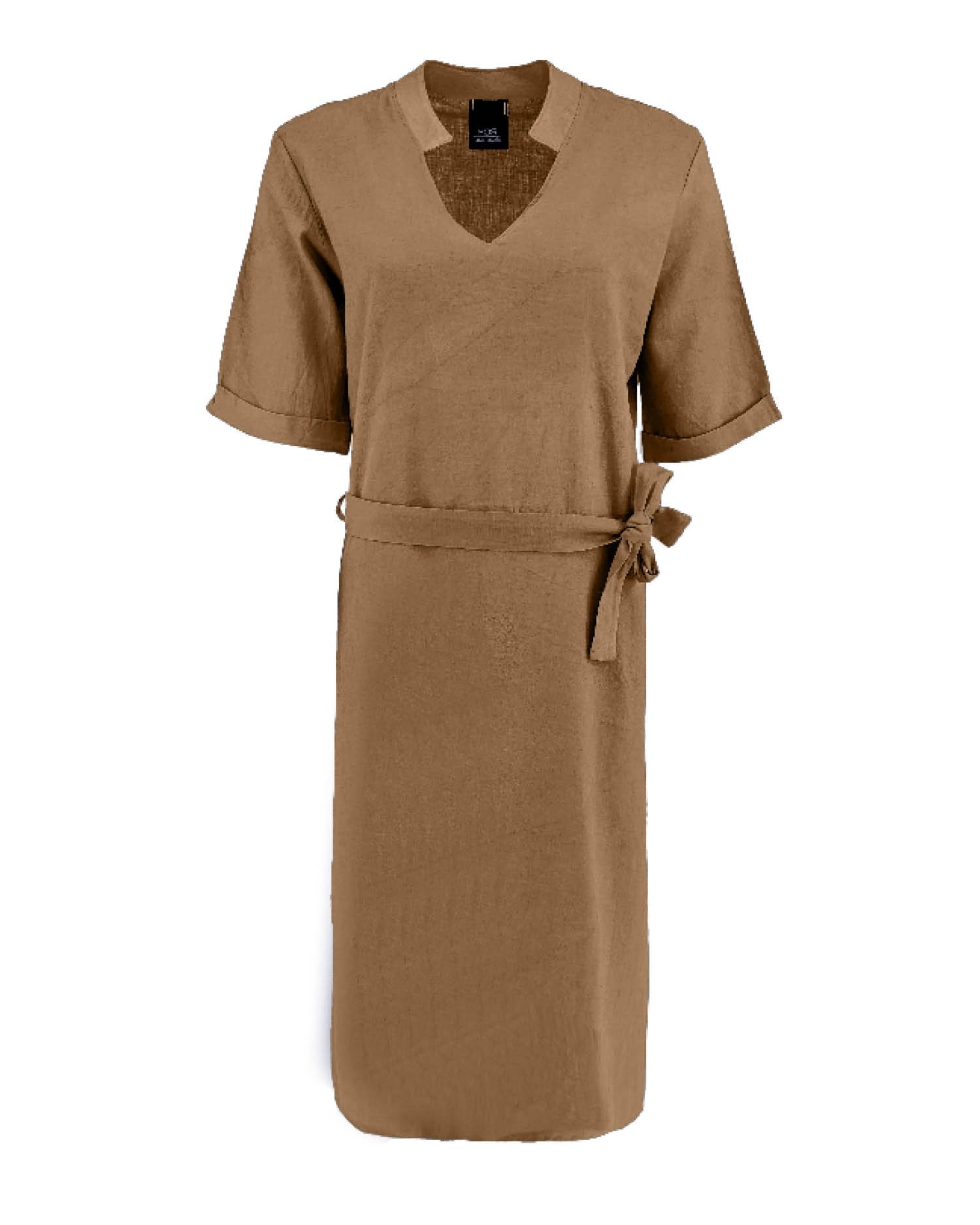 Fos jurk Norah linnen uni - Camel Fos jurk Norah linnen uni - Camel