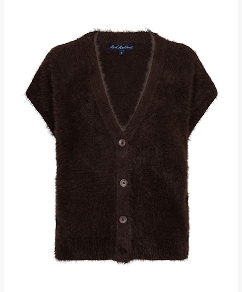 Red Button vest SRB5116 Sleeveless Fuzzy - Espresso