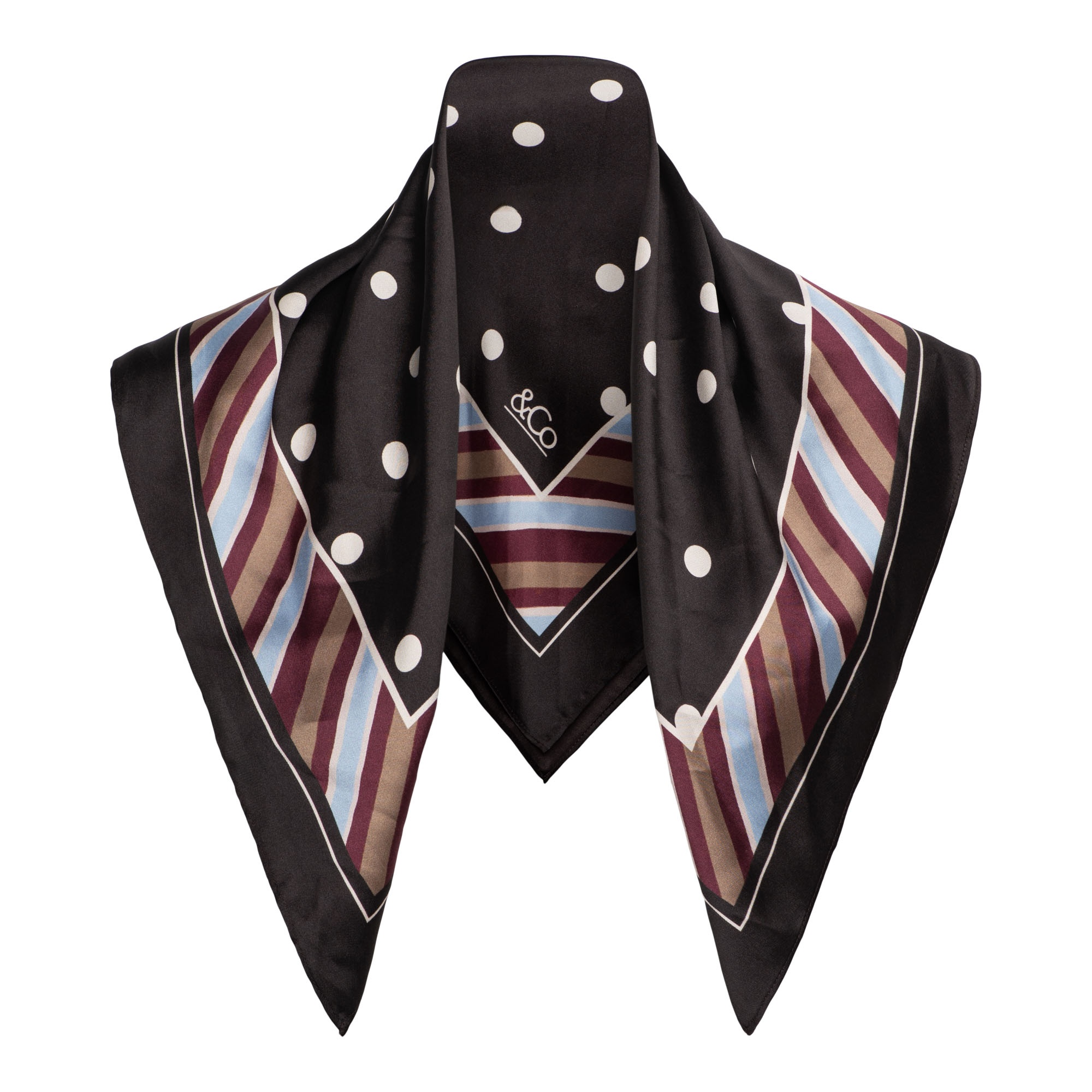 &Co Women sjaaltje Silke dot - Dark Chocolate