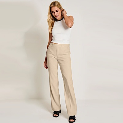 Foto van Para Mi broek Hannah Flowy Linen - Sand