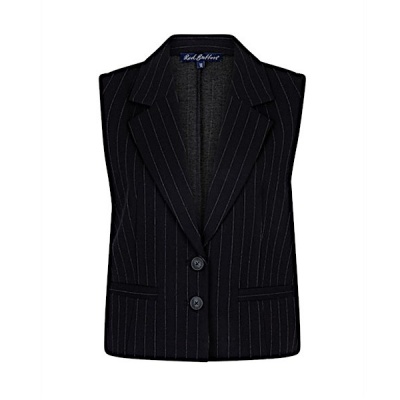 Red Button gilet SRB4625 Waistcoat pinestripe - Black Foto van Red Button gilet SRB4625 Waistcoat pinestripe - Black