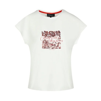 Elvira t-shirt Elisa - Offwhite coral Foto van Elvira t-shirt Elisa - Offwhite coral
