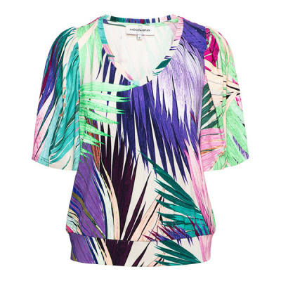 &Co Women top Lindsey leaf - Turquoise Multi Foto van &Co Women top Lindsey leaf - Turquoise Multi