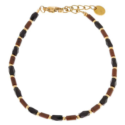 Label Kiki armband Terra black - silver