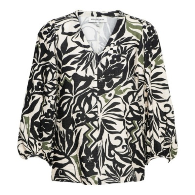Foto van &Co Woman blouse Ayla Leaf - black multi