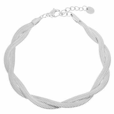 Foto van Label Kiki armband Braided snake - zilver