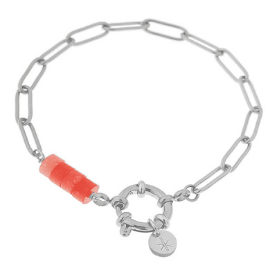 Foto van Label Kiki armband Hold on coral - silver
