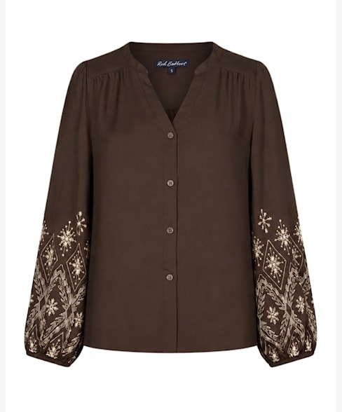 Red Button blouse SRB5152 - Espresso Red Button blouse SRB5152 - Espresso