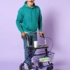 Afbeelding van Rollator | Blauw | Thuasne Quattro | Mand | Dienblad | Stokhouder