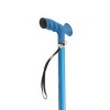 Afbeelding van Wandelstok | Opvouwbaar | Aluminium | Gezandstraald mat blauw | TPR handvat | 87 - 98 cm
