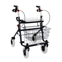 Provo Rollator | Metallic Zwart | Mand | Dienblad | Stokhouder