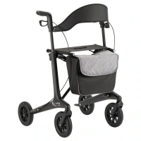 MultiMotion Carbon Rollator met softwielen | Opvouwbaar | Zwart | incl. rugsteun en tas