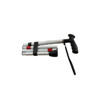 Wandelstok | Wit met rode reflectiebanden | Opvouwbaar